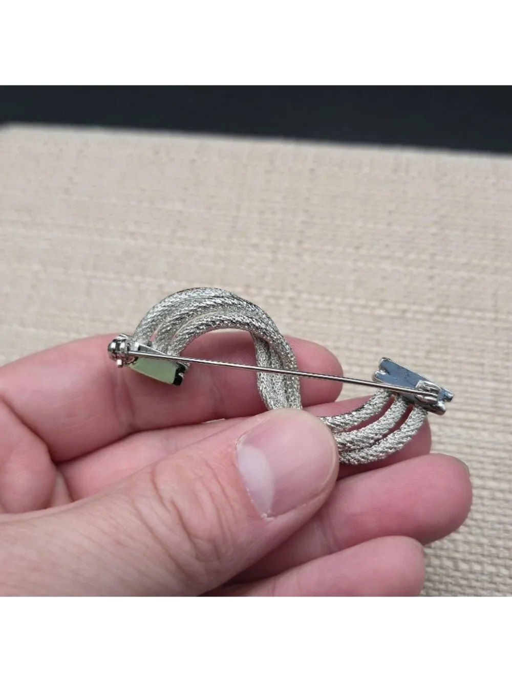 Vintage Silver Mesh Swirl Brooch - Textured Abstract Wave Pin Brooch B1438